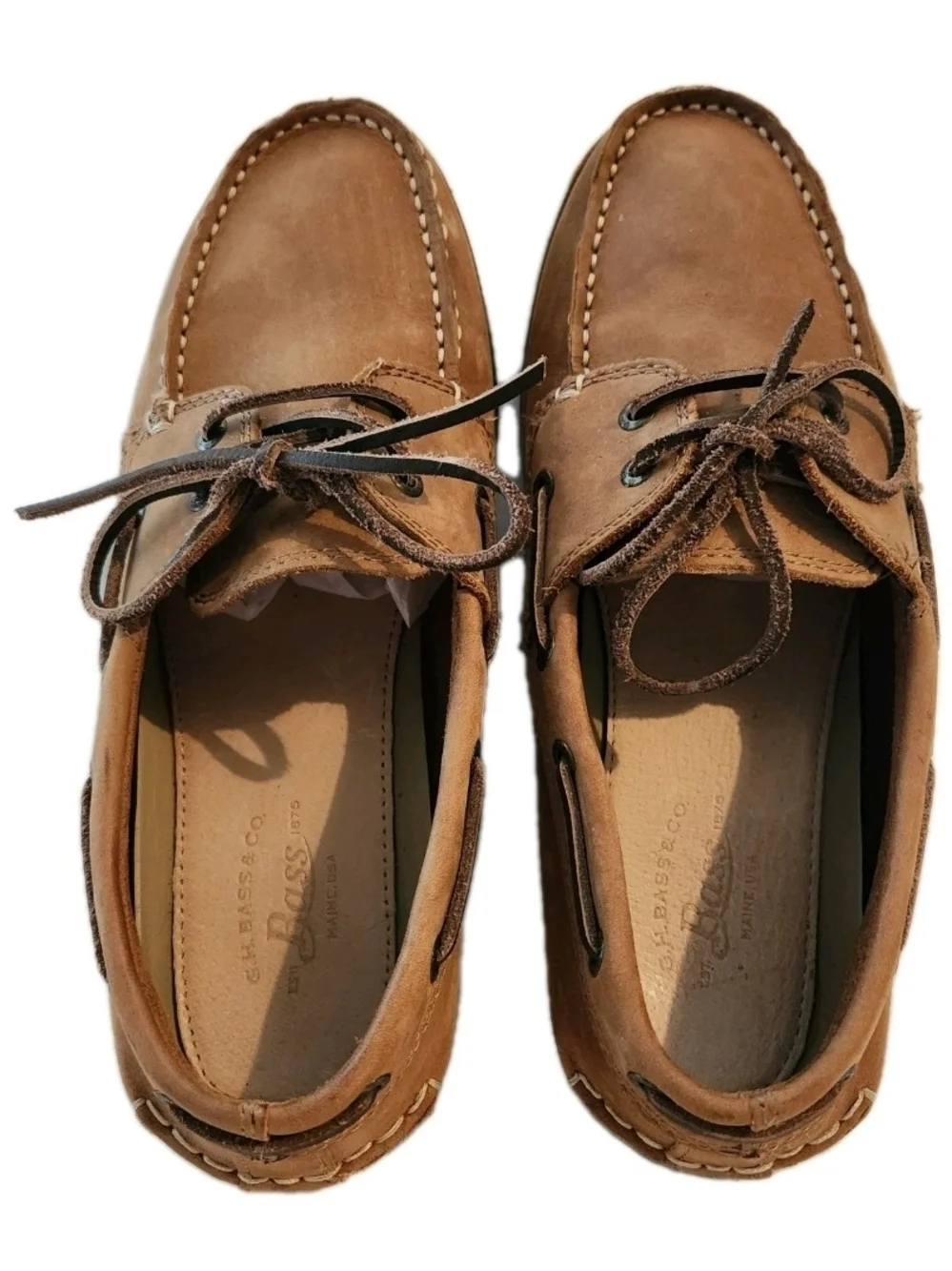 G.H. Bass & Co. Size 10.5 Tan Leather Suede Moc Toe Boat Shoe Loafer Luxe Chic